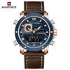 NAVIFORCE Luxury Men Quartz Watch Waterproof Multifunctional Bracelet Dual Display Watch for Men Chronograph Fasion Clock 9236