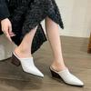 Fashion Comemore Spring Summer New Slippers Sexy Pointed Toe Slip On Baotou Mules Slipper Female Fashion Thick Heel Outdoor Dress Shoes
