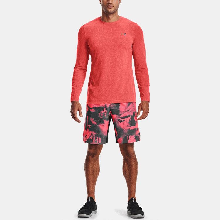 Under Armour Спортивная футболка с круглым вырезом и контрастным логотипом, мужские топы, цвет Venom-Red 1361135-690