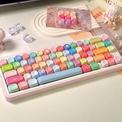 Набор колпачков для клавиш Gummy Bear на 133 клавиши, профиль MOA PBT, пятисторонняя термосублимационная печать, непрозрачные индивидуальные колпачки для механической клавиатуры