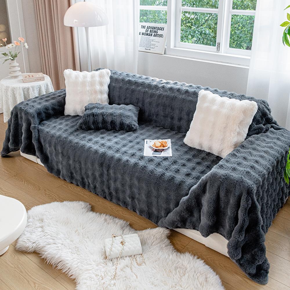 Бархатная ткань для дивана с кроликом, зимний плюшевый противоскользящий чехол для дивана, новое одеяло для подушки с кошачьими царапинами.