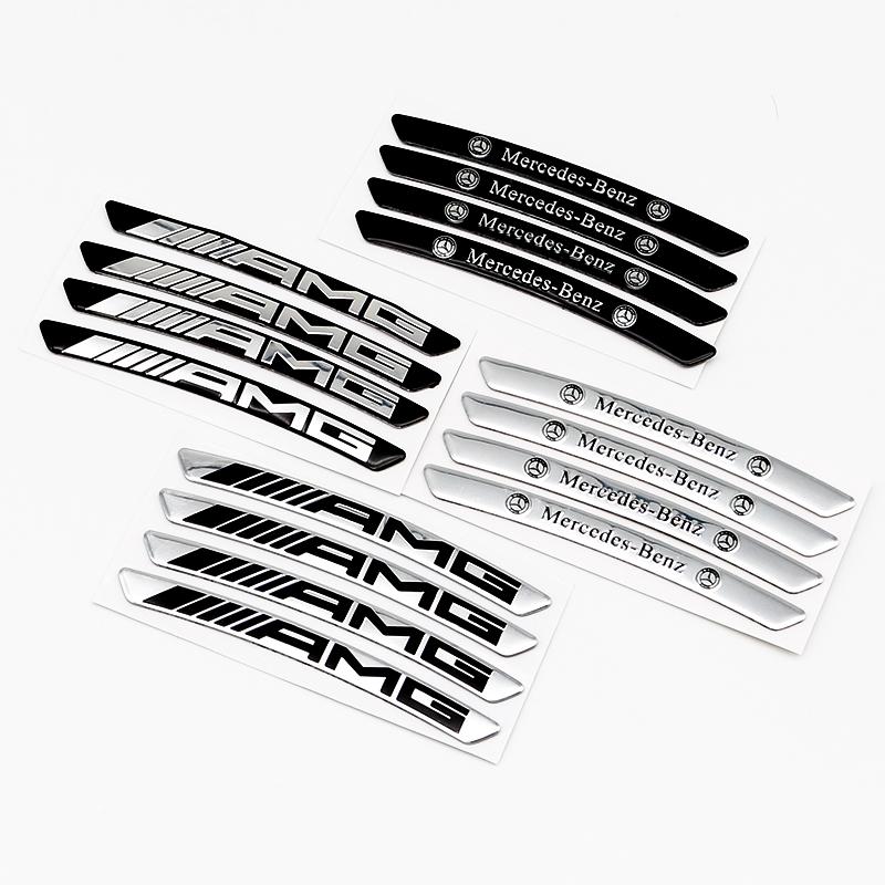 Aluminum Metal Car Wheel Hub Rim Sticker Emblem Badge For Mercedes Benz E C G M R S Class W204 W212 GLC AMG 4MATIC Accessories pp1