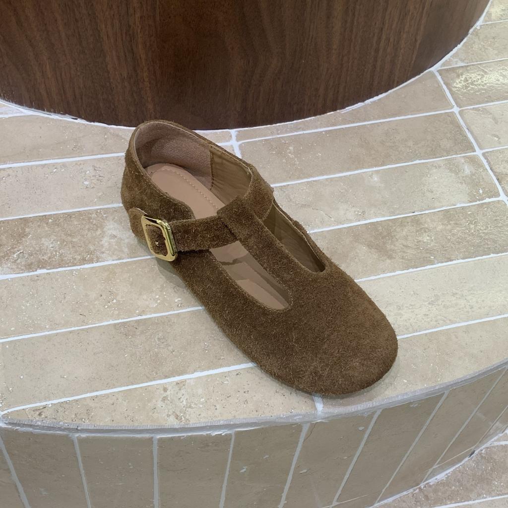 Fashion IPPEUM Women Mary Janes Shoes 2025 New Fall Fashion Brown Round Toe Ballet Flat Shoe