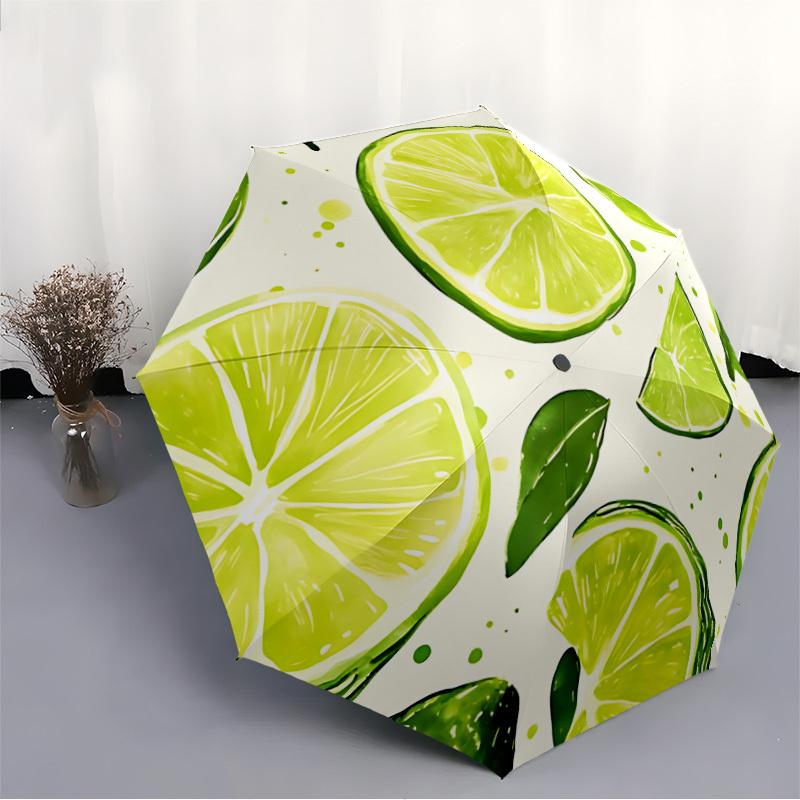 1pc Lime Slices Automatic Open/close, All-Season Portable Folding Umbrella, Travel, Everyday, Formal Events115