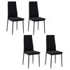 Set of 4 dining chairs kitchen chairs with high back metal legs and linen fabric 41x50x97cm black