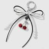 Cherry Ribbon Bowknot Bag Pendant Charm Sweet Keychain Elegant Beaded Keyring Simple Bag Hanging Decoration Accessories Gifts