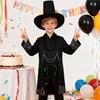 Черный Косплей Костюм Пальто Костюм Наряды Рубашка Брюки Шляпа Ремень Дизайн Вдохновленный Танцевальной Труппой Выгодный Крой Платье для Выступлений