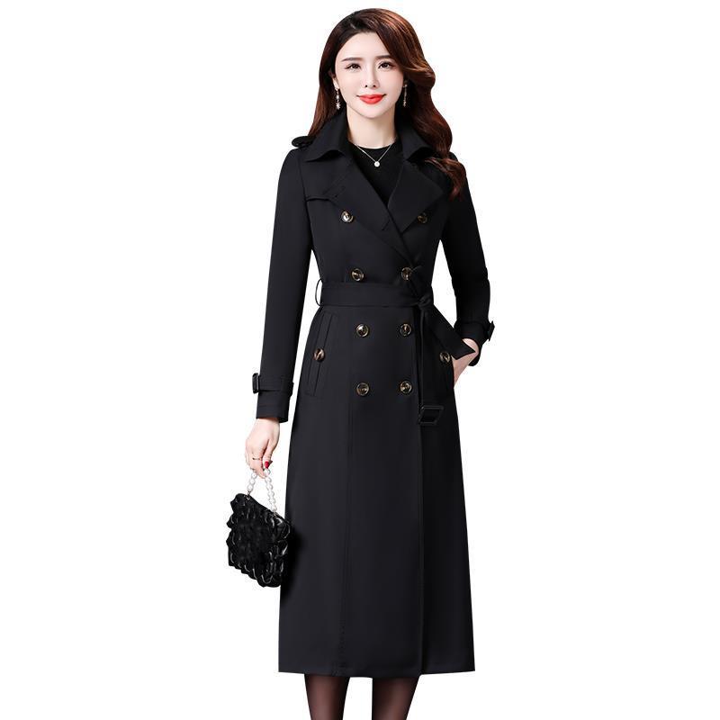 Длинный плащ женский утепленный двубортный непромокаемый британский женский ветровка пальто