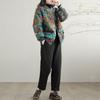 Women's Winter Loose Floral Padded Baseball Jacket Thickened Warm Cotton Coat Retro Printed