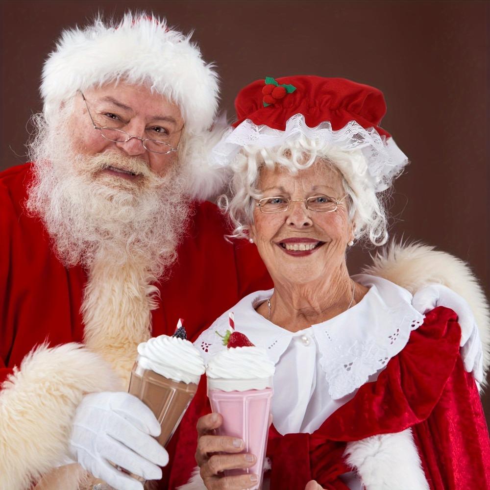 Short Plush Red Granny Christmas Hat Dress Up Santa Claus Hat Cute Festive Party Cap Christmas