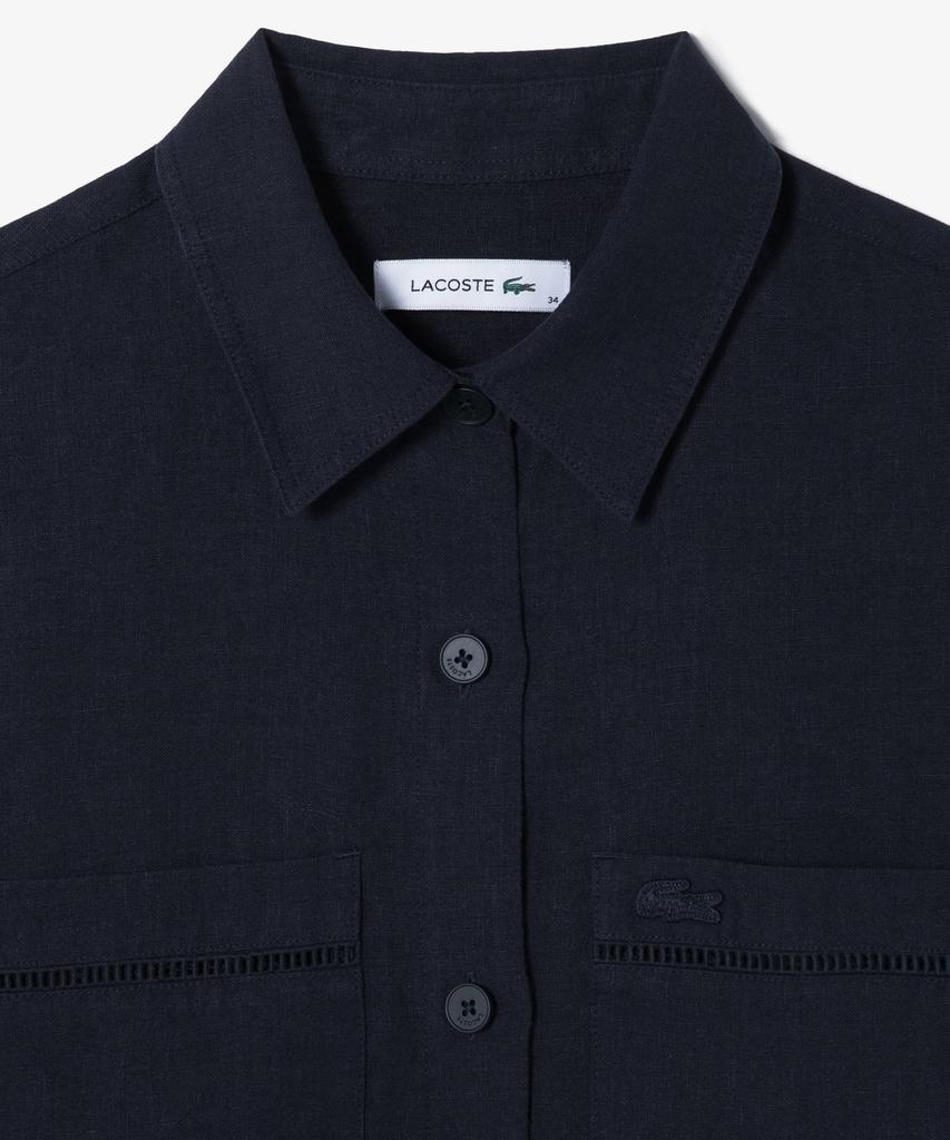 LACOSTE Женская льняная ажурная рубашка с коротким рукавом Cf197E-56G Hde