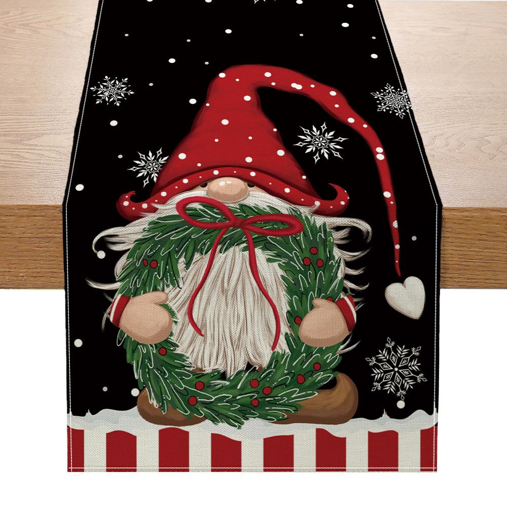 Рождественский печатный настольный флаг, украшение для дома, маленькая скатерть, льняная маленькая скатерть