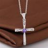 Classic Charms 925 Stamp Silver Cross Pendant Crystal Necklace For Women Christmas Gifts Luxur Party Wedding Jewelry