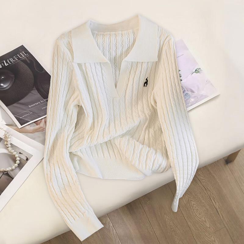 Women's Embroidered Lapel Knitted Top