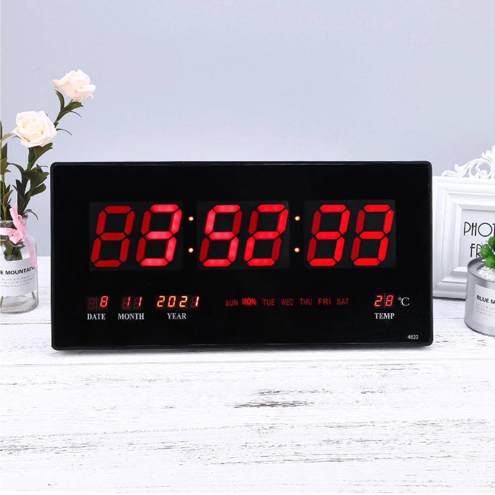 Цифровые очень большие светодиодные настенные часы для декора стола с календарем температуры 12/24 часа