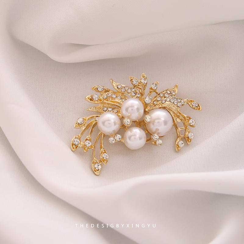 Элегантная брошь в виде золотого жемчужного колоса: Универсальный, Высококлассный Аксессуар для Женщин