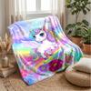 Magical Unicorn Rainbow Theme blanket Lightweight Warm Flannel Blanket Decorative Throw Blanket for Home Decoration