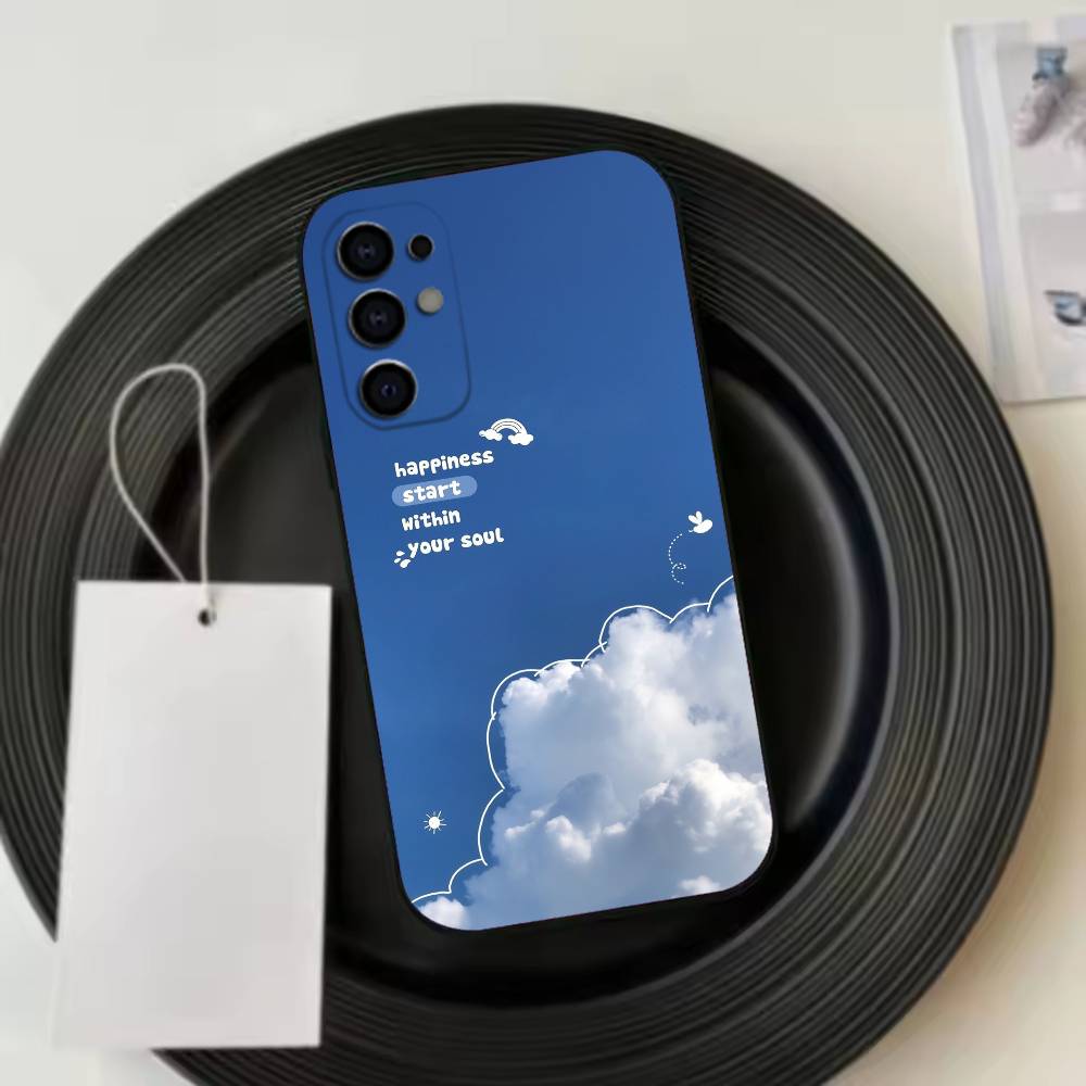 Simple Cloud Letters Pattern Phone Case Black Silicone Soft For Samsung S25,S24,S21,S22,S23,S30,Ultra,S20,Plus,Fe,Lite