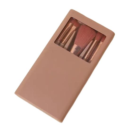 Yousheng 5Pcs/Set Women Makeup Brush Kit with Mirror Storage Box Professional Synthetic Eye Shadow Blush Foundations Concealer Blending Cosmetic Brush