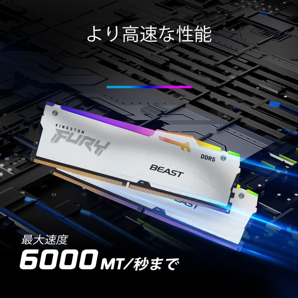 Настольный ПК Kingston FURY White Память DDR5 16 ГБ x 2 Kingston FURY Beast RGB CL40 RGB LED Пожизненная гарантия 5600MT/с KF556C40BWAK2-32