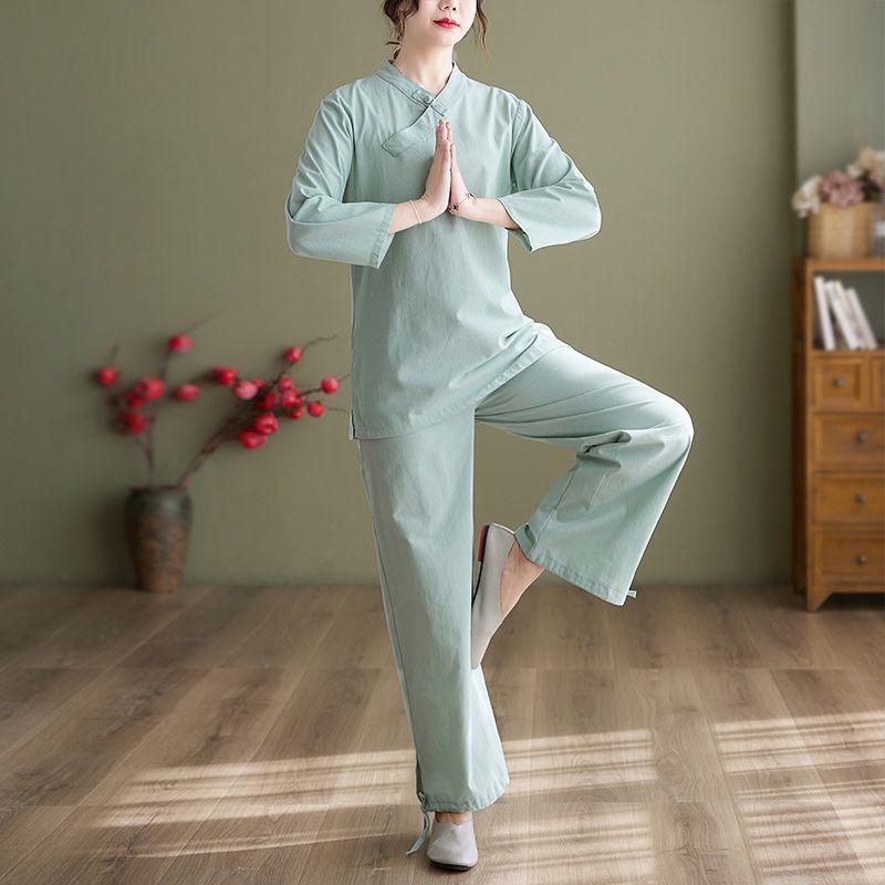 Cotton And Linen Women's Clothing Suit Chinese Style Traditional Clothing Two-piece Set