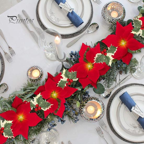 2M 10LED Рождественская гирлянда Световое украшение Светящаяся гирлянда Искусственный цветок Пуансеттия Праздник Рождественская елка Настенная лестница Подвесной венок Орнамент