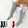 2Pairs Cotton Bow Socks Jacquard Long Socks Soft Princess Socks Girls Students Baby