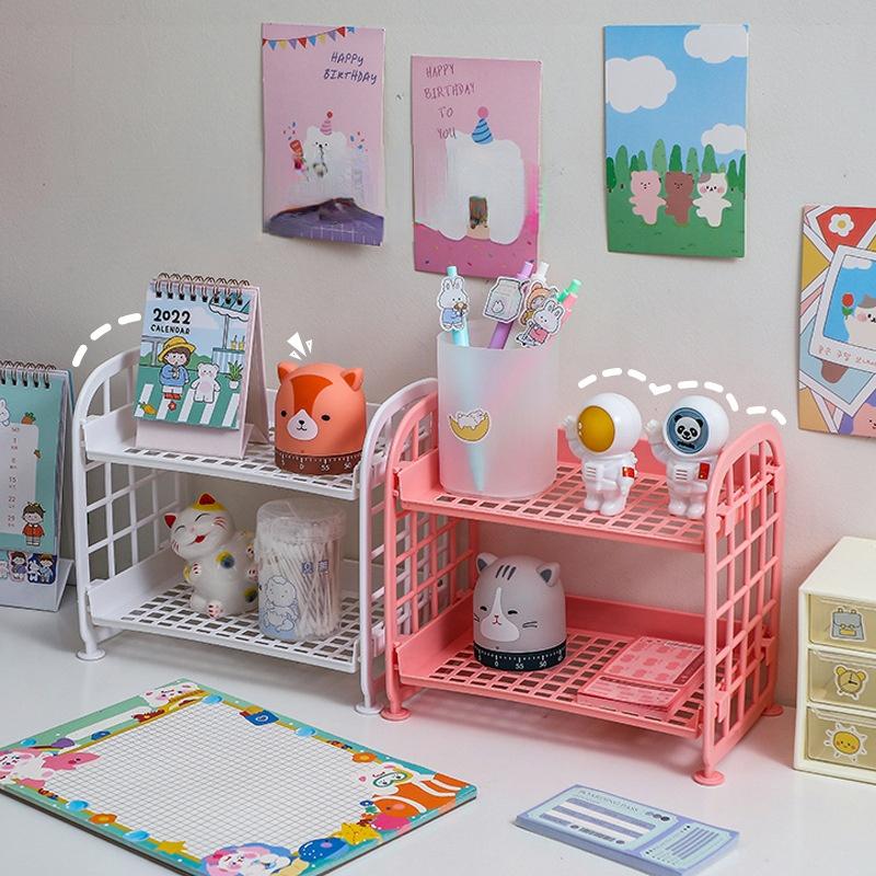 Cosmetic Jewelry Double-layer Folding Storage Rack Simple Home Desktop Bathroom Rack