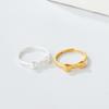 S925 Sterling Silver Gold Bow Ring for Women - Japanese & Korean Style, Sweet, Brushed Design, Elegant & Simple Jewelry