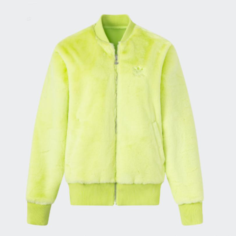 adidas Оригиналы BOMBER Двусторонние меховые бомберы и пальто Мужские Pulse Кислотный оранжевый зеленый JE6123
