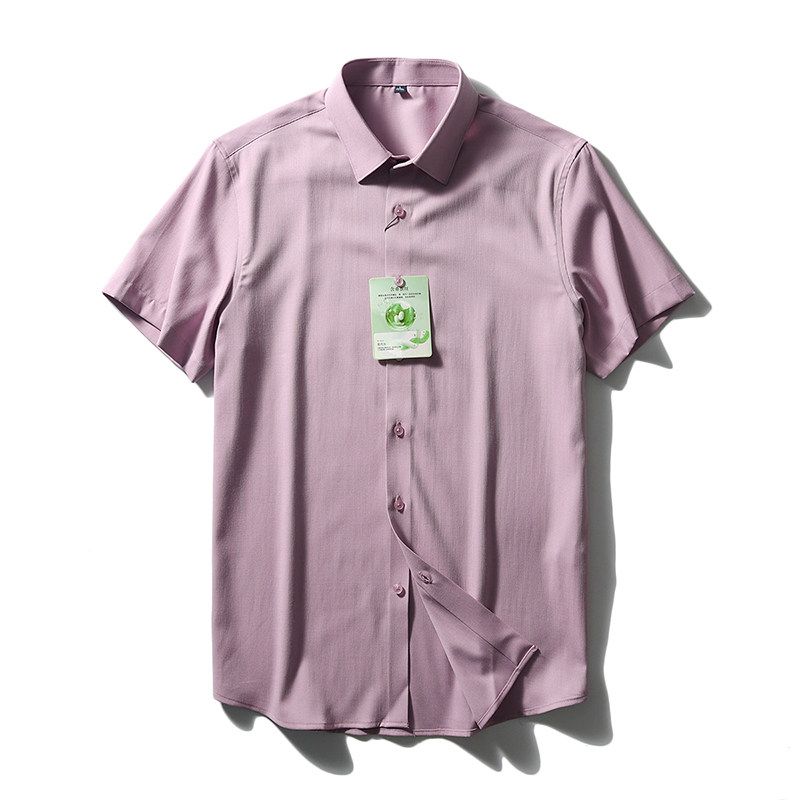 Mulberry Silk Short Sleeve Shirt Men's Summer Ice Silk 2024 New Coat Export Export Men's Clothing Business Casual Shirt