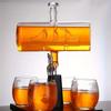 1 Set of Whiskey and Wine Decanter 37 Ounces, Set Includes 4 Spherical Drinking Cups, Cool Liquor Dispenser for the Bar