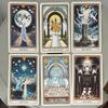 Cat Tarot Deck 78 Cards with Guidebook, Cute White Cat Theme Tarot Cards 11*6.2cm Fortune Telling Cards in Portable Tin Box