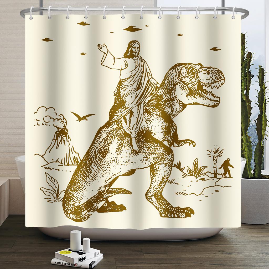 Забавная шторка для душа с динозаврами для ванной комнаты, милая шторка для ванной с животными, крутая шторка для ванной с динозаврами для детей, водонепроницаемая шторка для ванной, декор