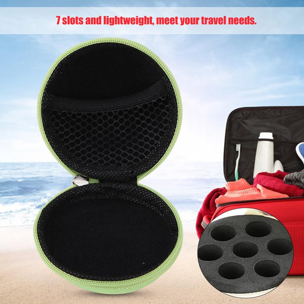 7 Slots Potable Essential Oil Bottle Bag Organizer Holder Container Light Green