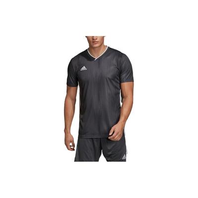 Logo Stripe Print V-Neck Short Sleeve Soccer Jersey Men Tops Black DP3534