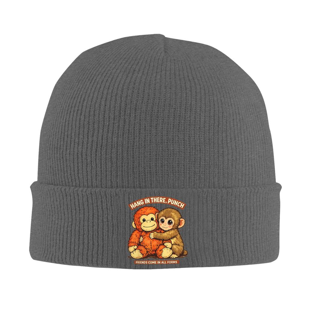 Unisex Adult Lonely Punch Monkey Cute Baby Monkey Punch Beanie Hats Vintage Knitted Hat Autumn Caps Elastic Bonnet Hats