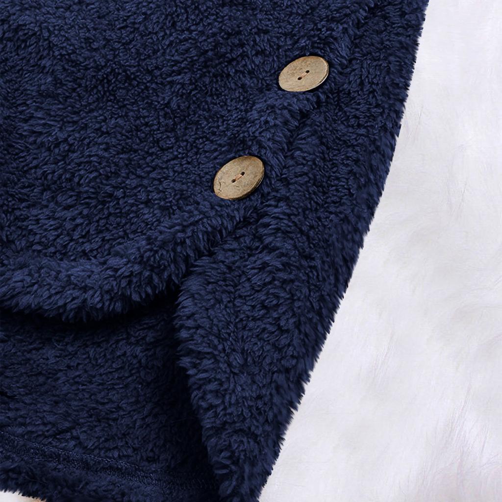 Женские плюшевые топы с пуговицами больших размеров, свободный кардиган, шерстяное пальто с капюшоном, зимняя куртка