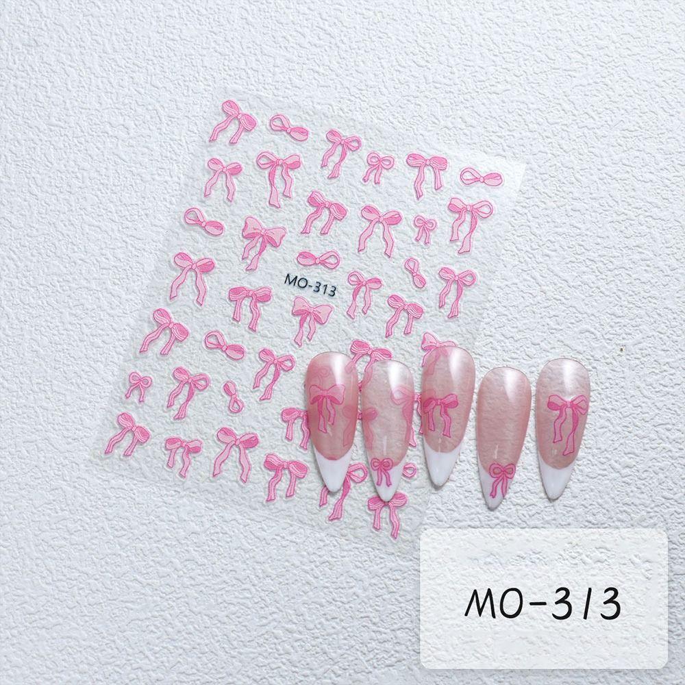 3D Embossed Bowknot Flower Nail Art Sticker Self-Adhesive Slider Nail Art for Women Girls