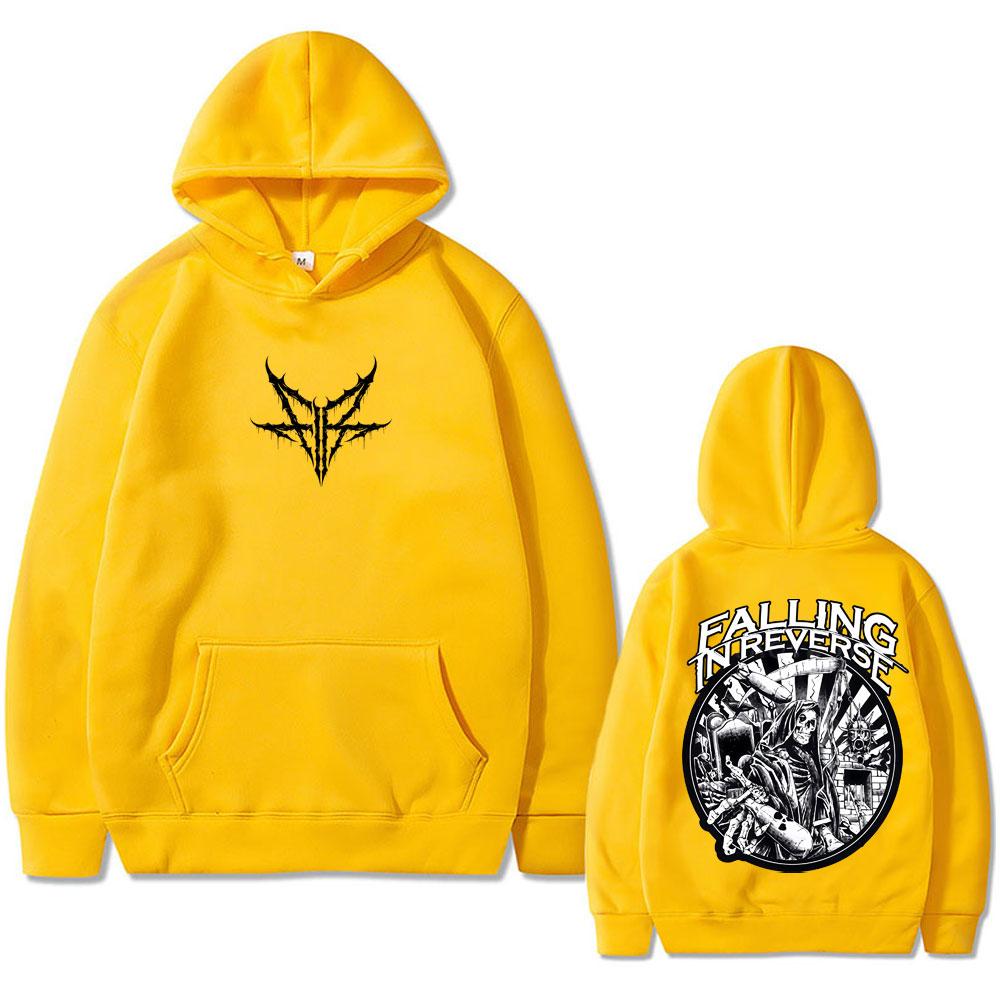 Худи с графикой скелета Rock Band Falling in Reverse для мужчин и женщин, ретро готический панк свитшот, мужская мода, оверсайз уличная одежда