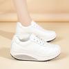 Женские кроссовки с увеличением роста Белые кожаные на платформе Повседневные Простые Толстая подошва Обувь для лифта с амортизацией