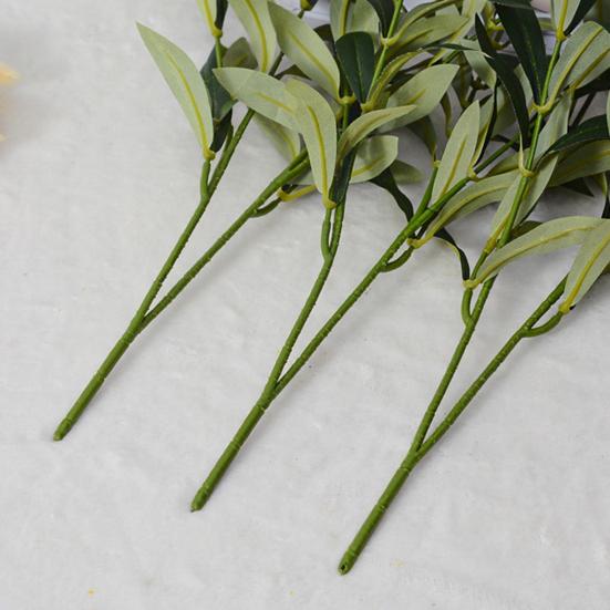 Искусственная ветка оливкового листа со стеблем 4/6 вилка Реалистичные многоразовые искусственные зеленые растения Зелень Домашний стол Центральное украшение Свадебные украшения Реквизит для фотографий