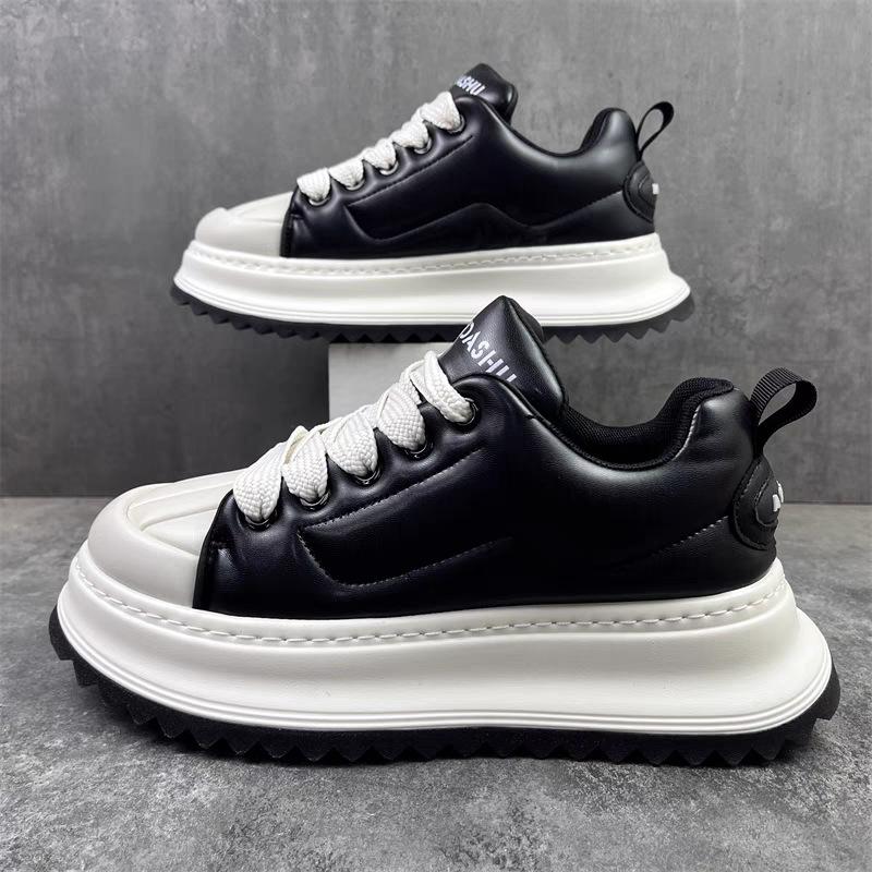Fashion Men's Classic Leather Platform Shoes Fashion Brand Wear-resistant Platform Casual Sneakers Youth Male Flat Board Shoes Masculino