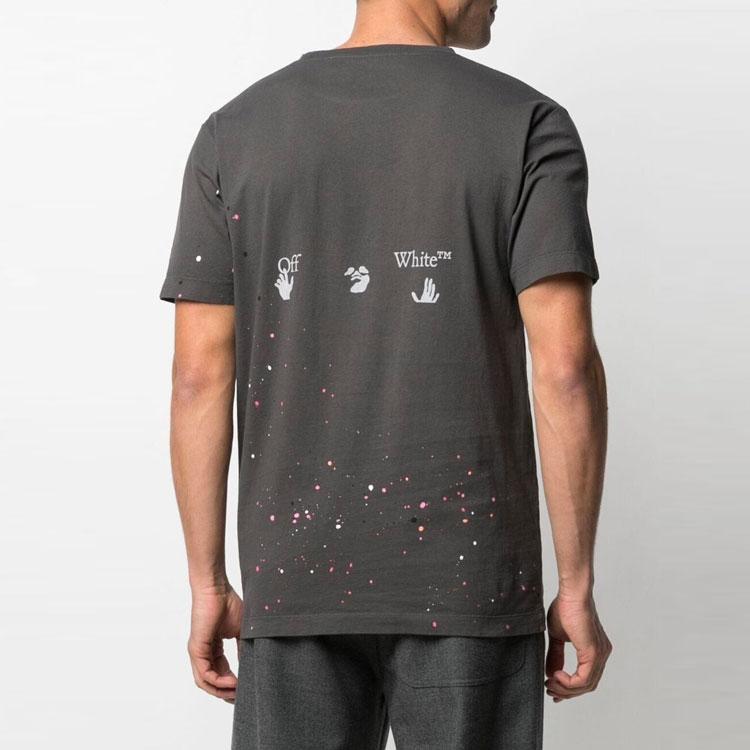 Off-White Винтажная футболка с короткими рукавами и магнитами, белые мужские топы с надписью Paint Splatter OMAA027S21JER0020601