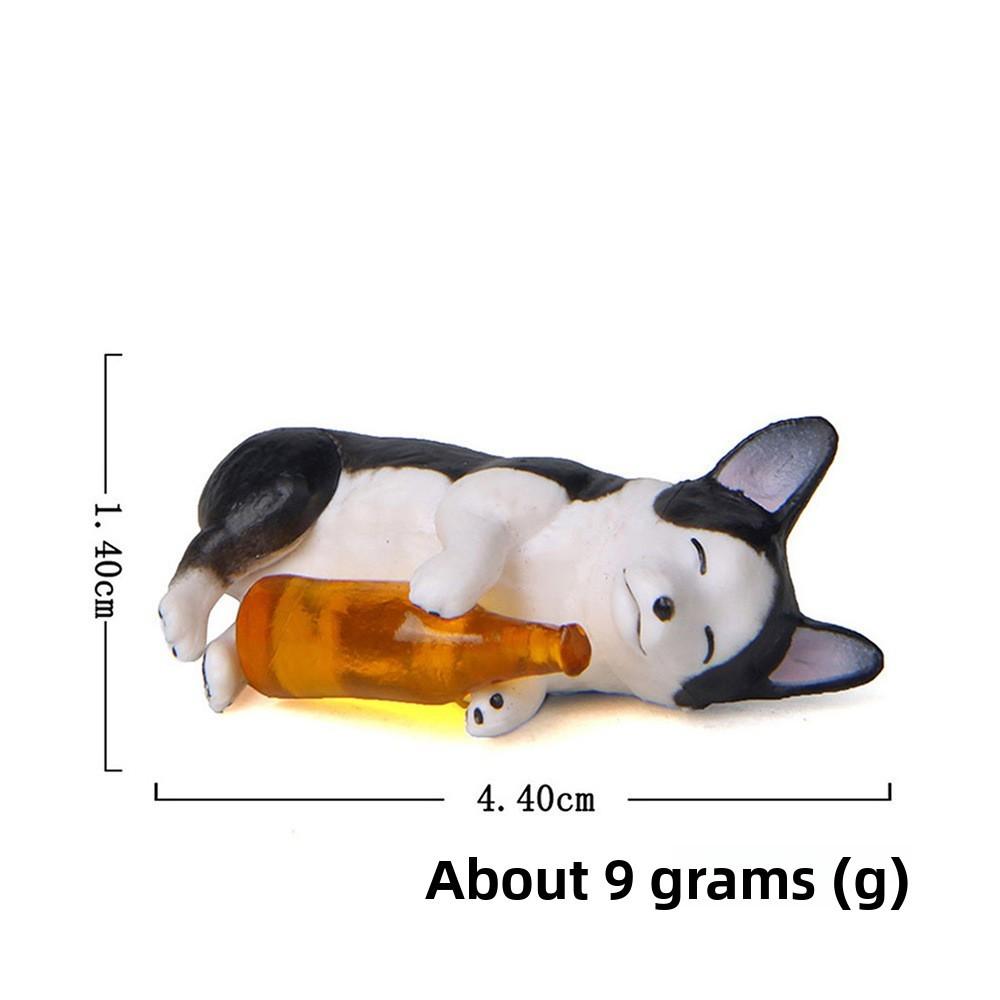 Resin Corgi And Husky Ornament Holding A Bottle Design For Gardening And Collection