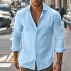 Men's Casual Cotton Linen Shirts: High Elasticity & Comfort, Perfect for Spring & Autumn.