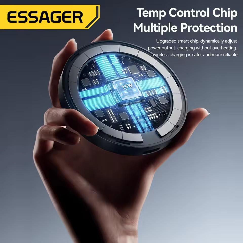 Essager Магнитное беспроводное зарядное устройство 15 Вт 2-в-1 для телефона и iWatch, док-станция для быстрой зарядки для iPhone 16 15 14 13 Huawei Samsung