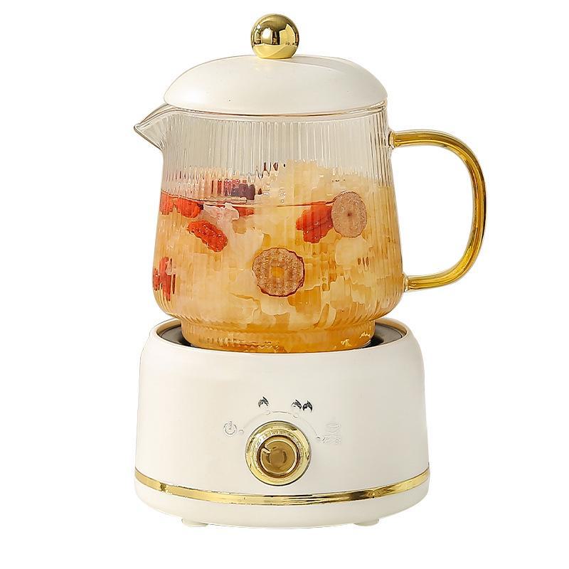 Многофункциональная мини-электрическая здоровая чашка для тушения: Стеклянный нагревательный чайник для офиса и подарочный набор для цветочного чая
