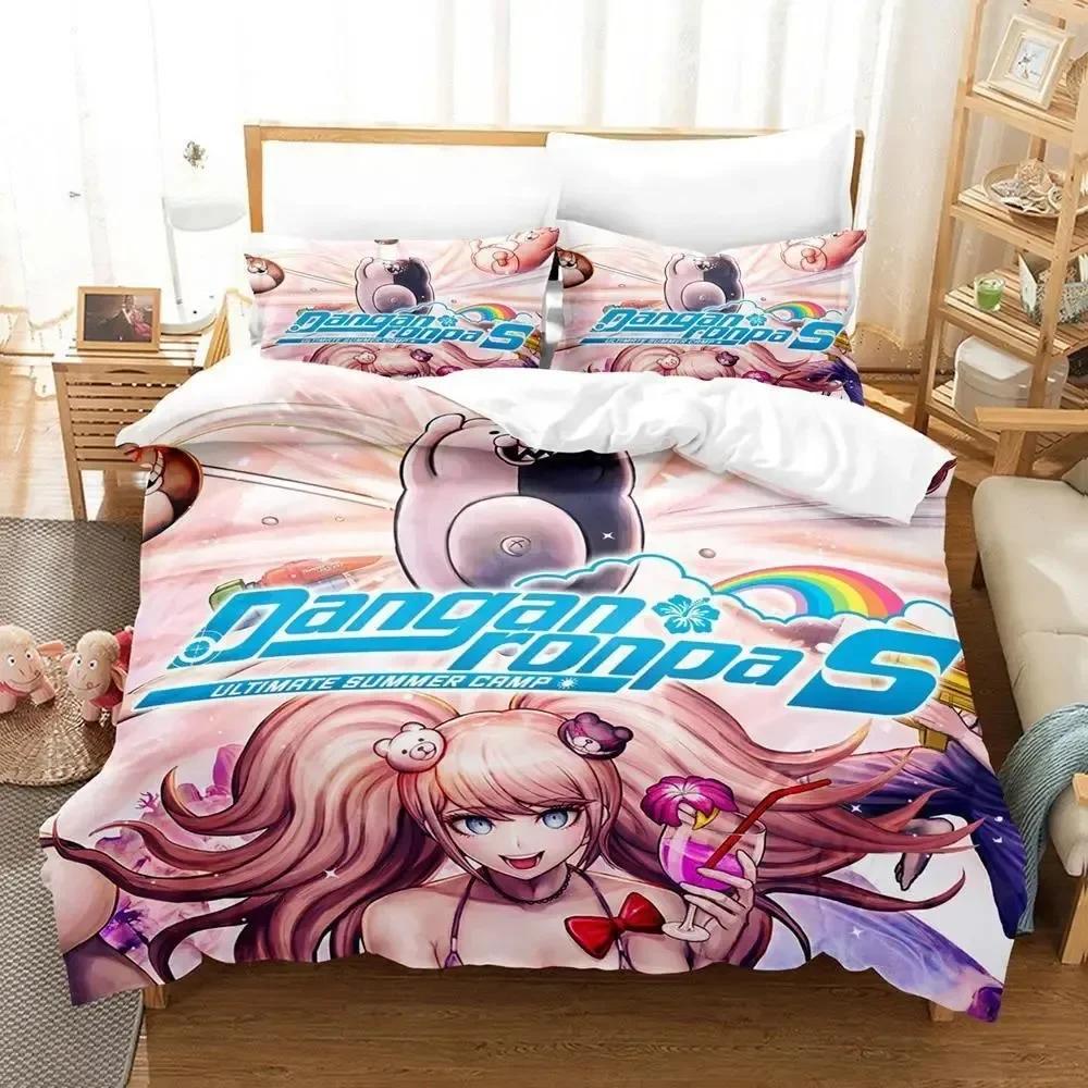 Модный Аниме Danganronpa Комплект Постельного Белья С Принтом Комплект Постельного Белья С Наволочкой Мягкое Покрывало Для Кровати Мягкое Односпальное Двуспальное Квин Супер Кинг-Сайз Размеры