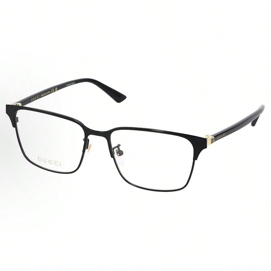 Gucci GG0756OA 001 Черно-золотые прямоугольные очки для мужчин и женщин
